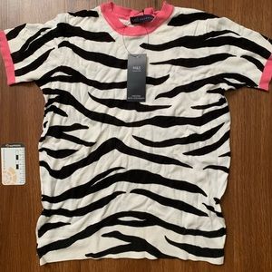Marks & Spencer white top with zebra stripes